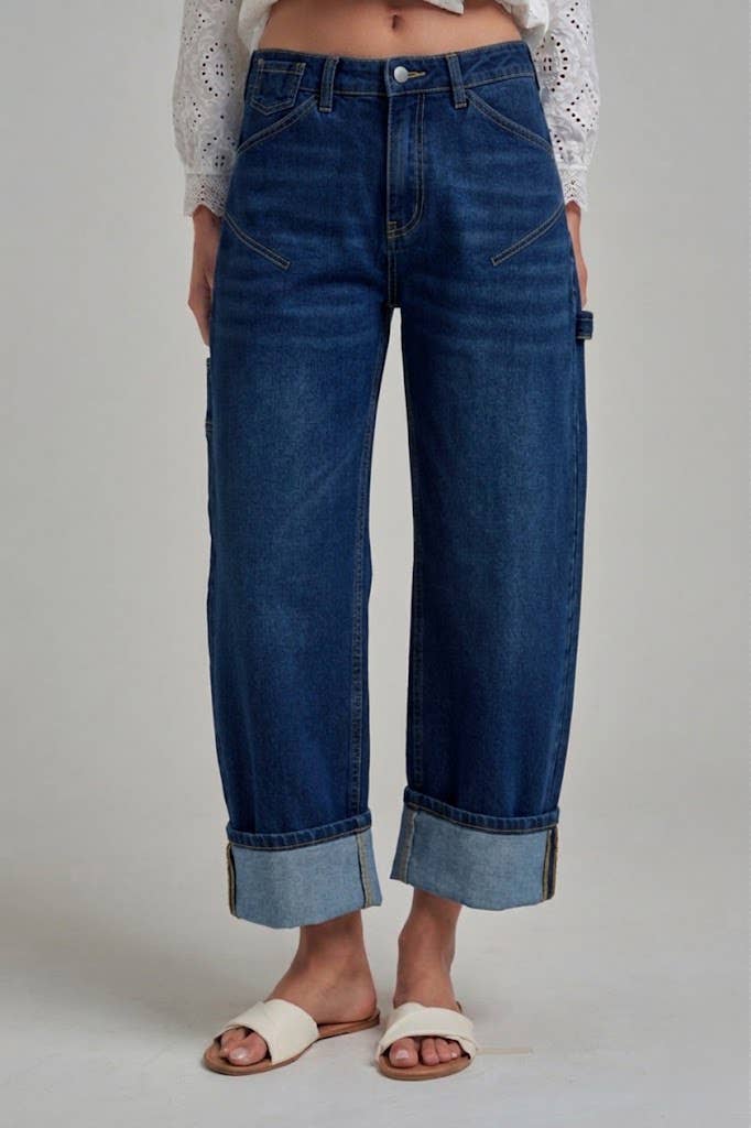 relaxed fit cuffed denim