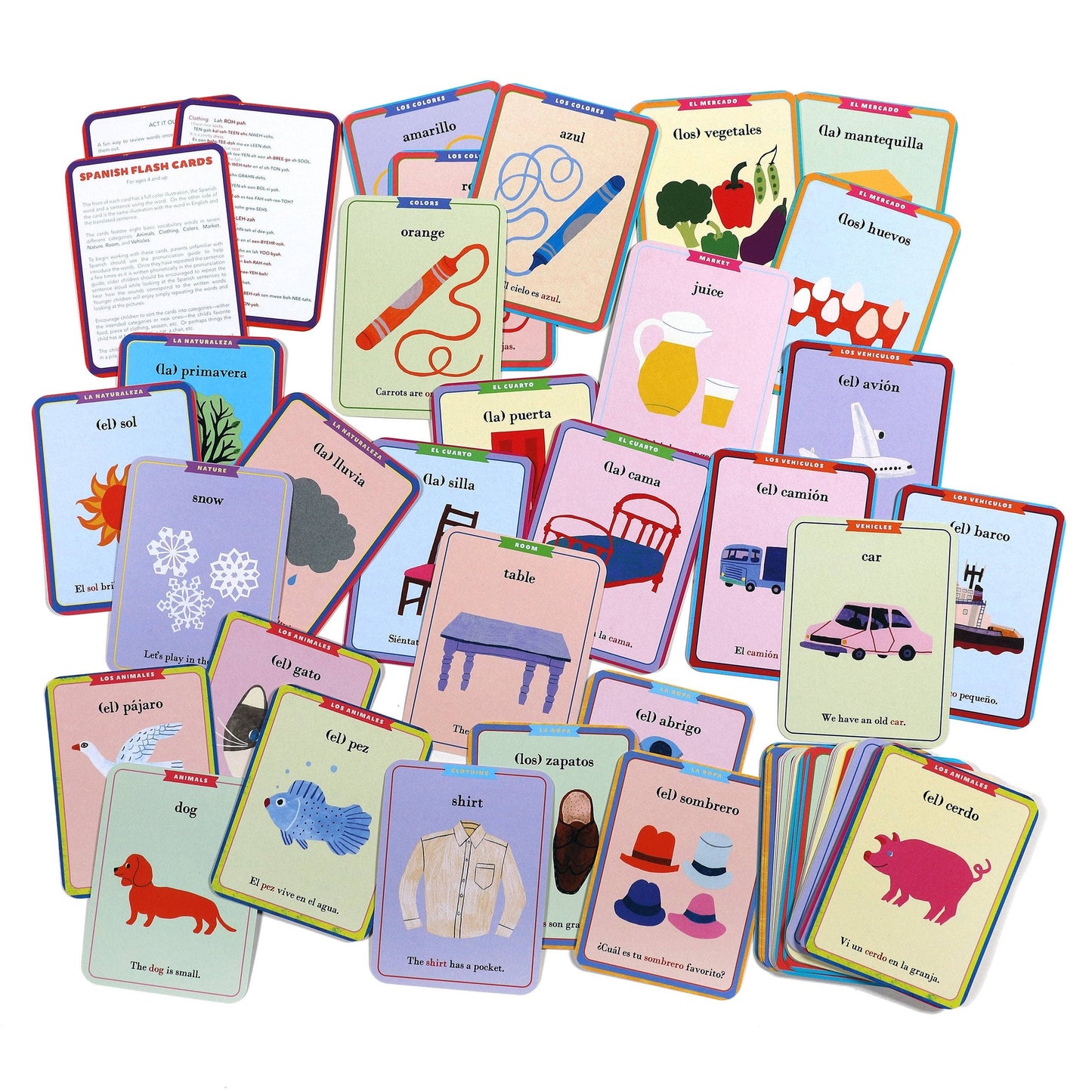 spanish vocabulary flash cards