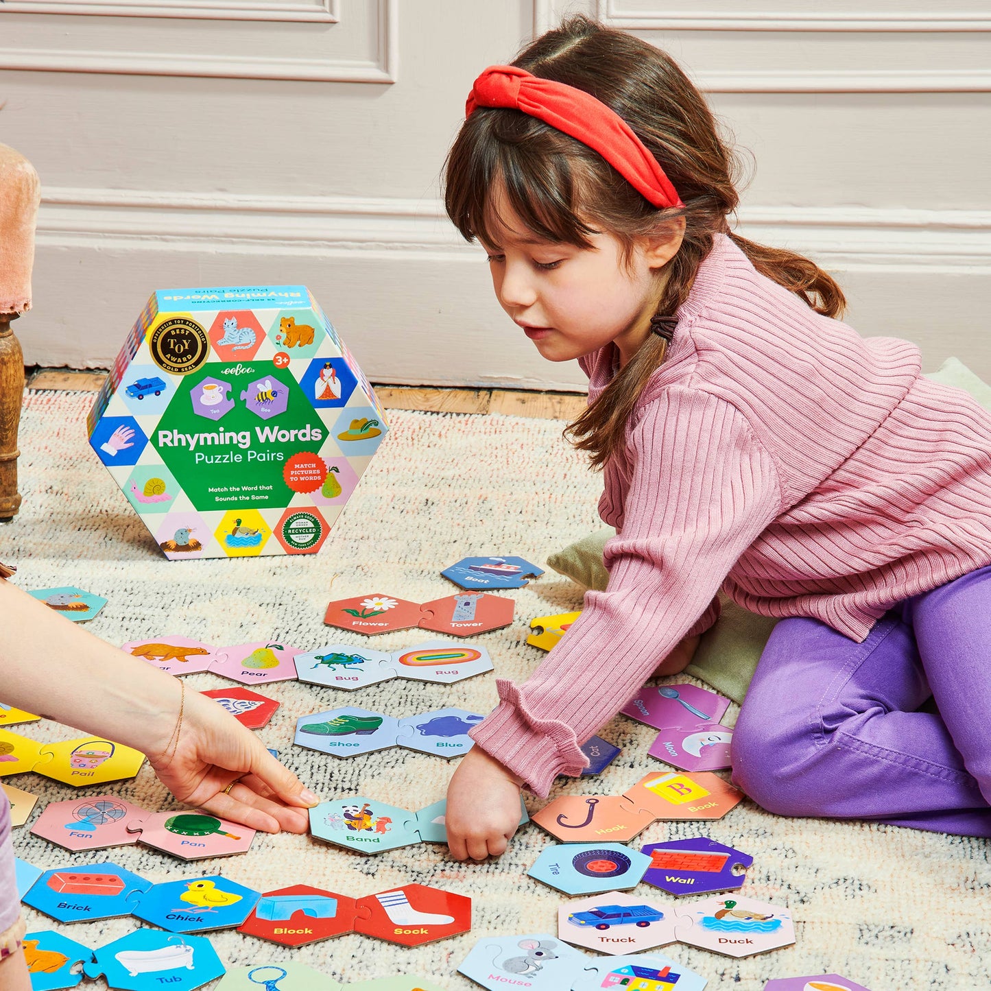 rhyming words hexagon puzzle pairs