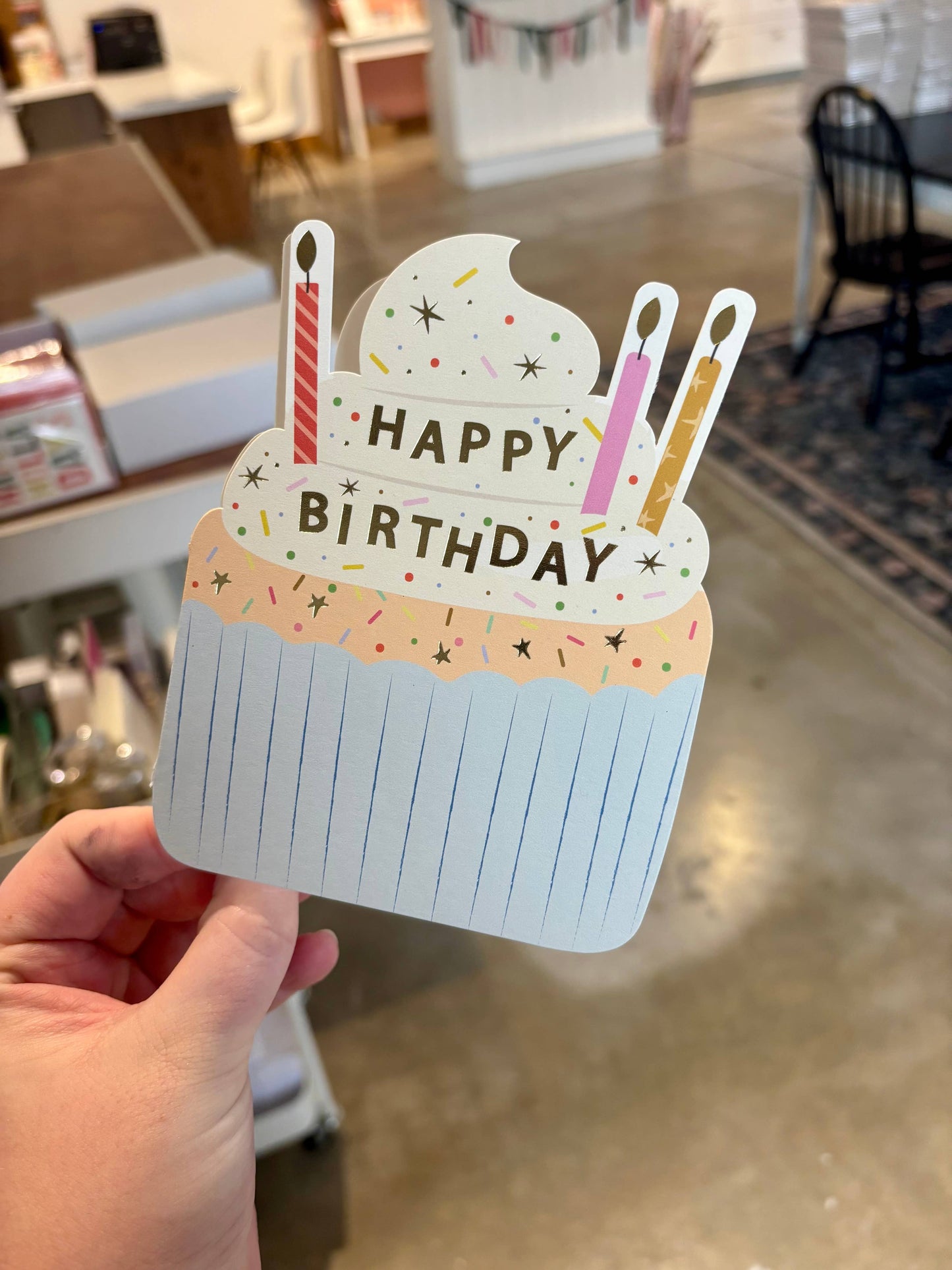 birthday cupcake die-cut folded greeting card