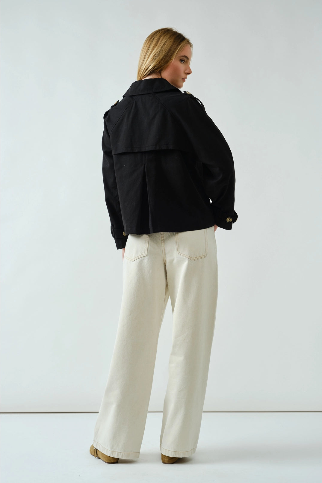 half trench double button jacket