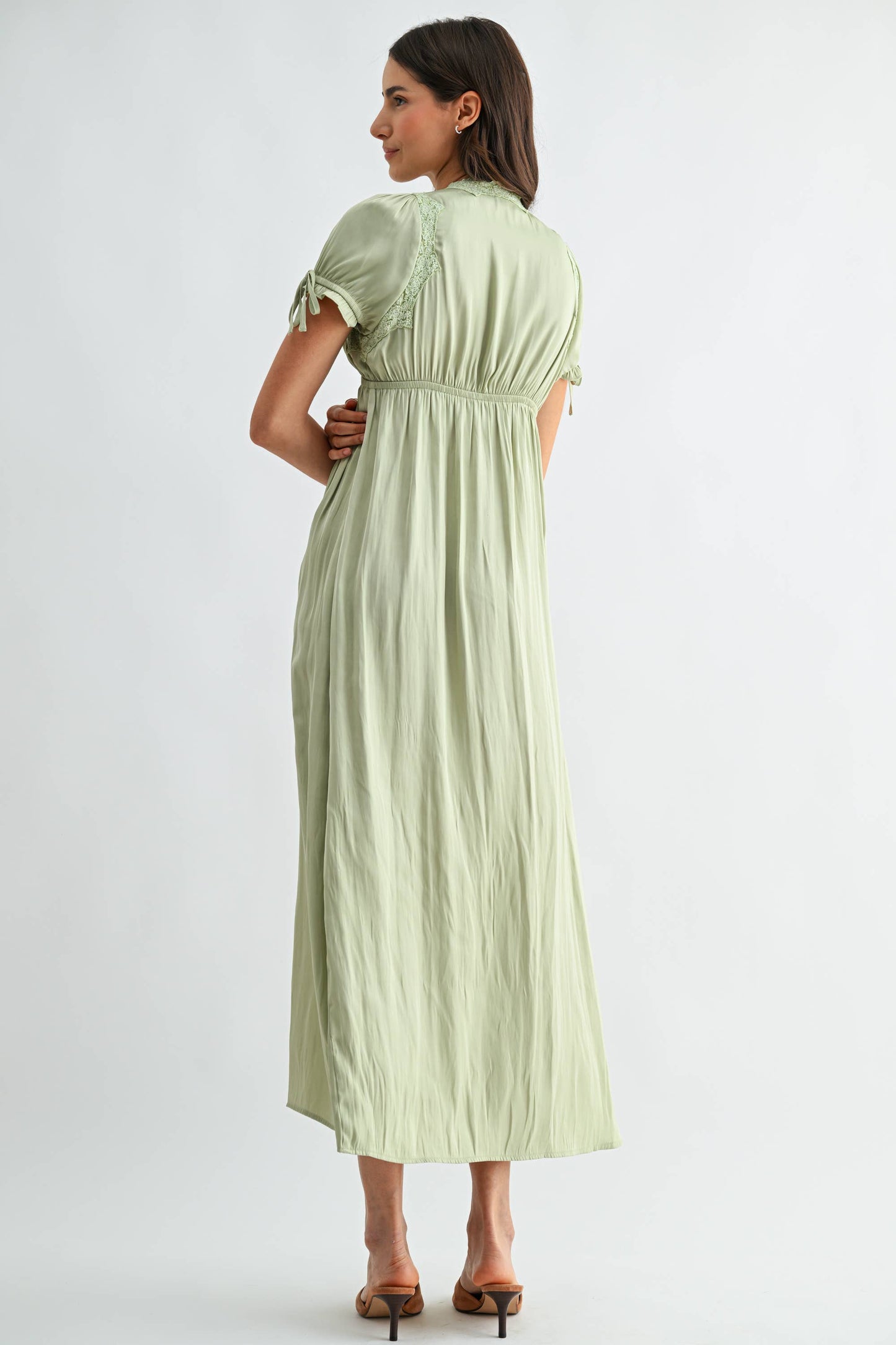 sage satin maxi dress