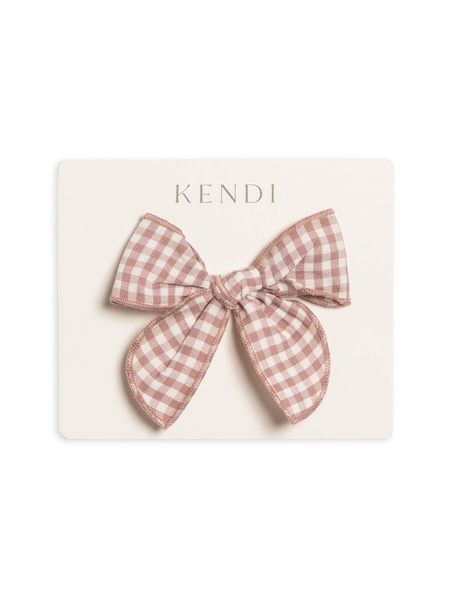 poplin bow clip mauve gingham