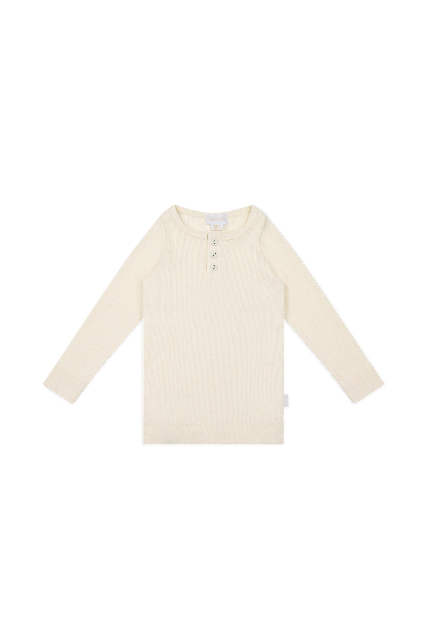 organic cotton fine rib long sleeve henley