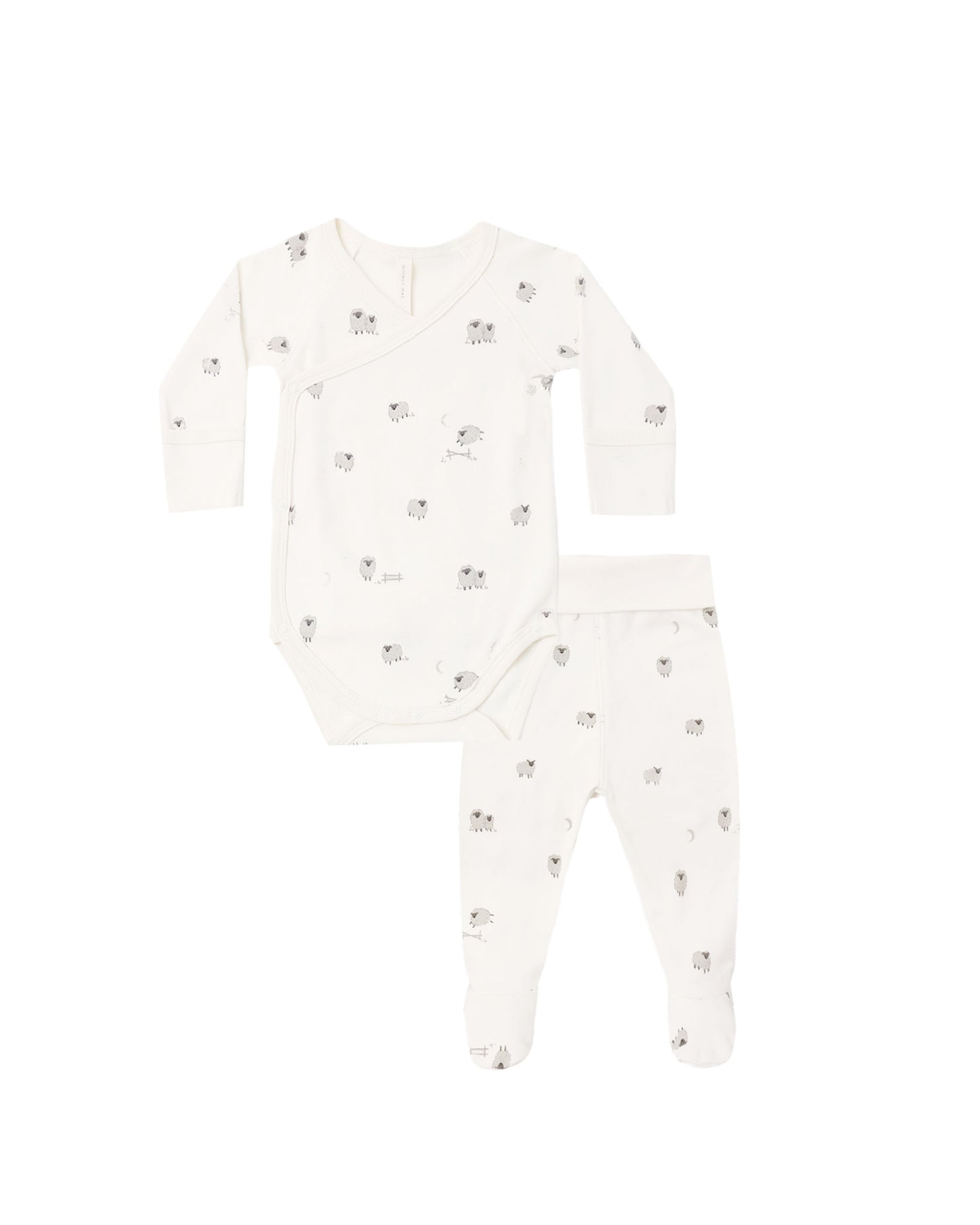 side snap bodysuit + pant set sheep
