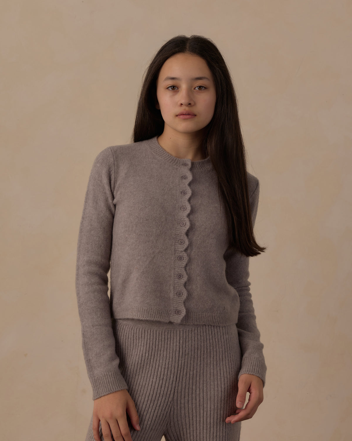 teen scallop cardigan