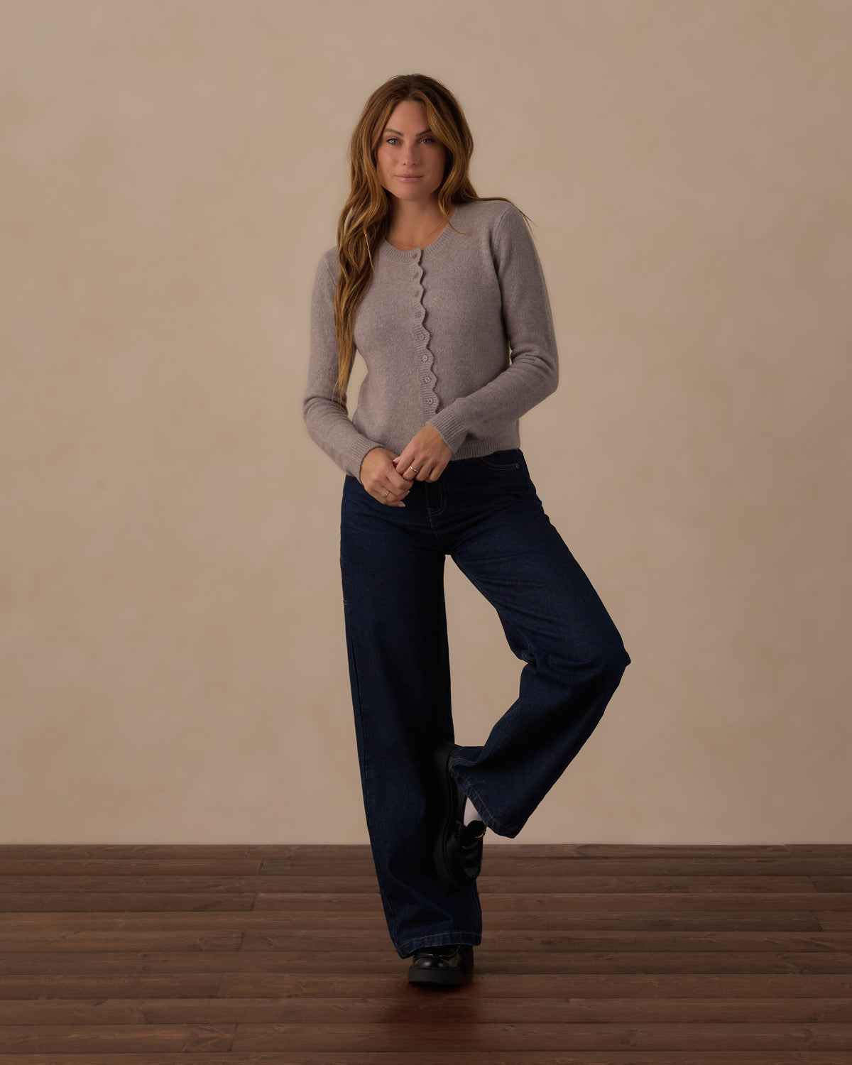 women's scallop cardigan