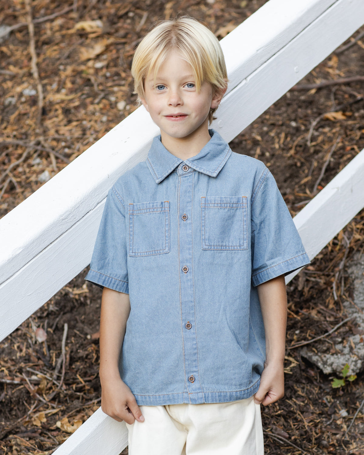 denim short sleeve shirt