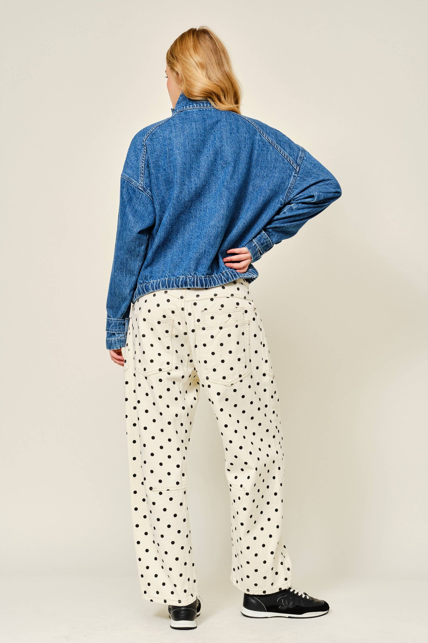 pullover drawstring hem denim jacket
