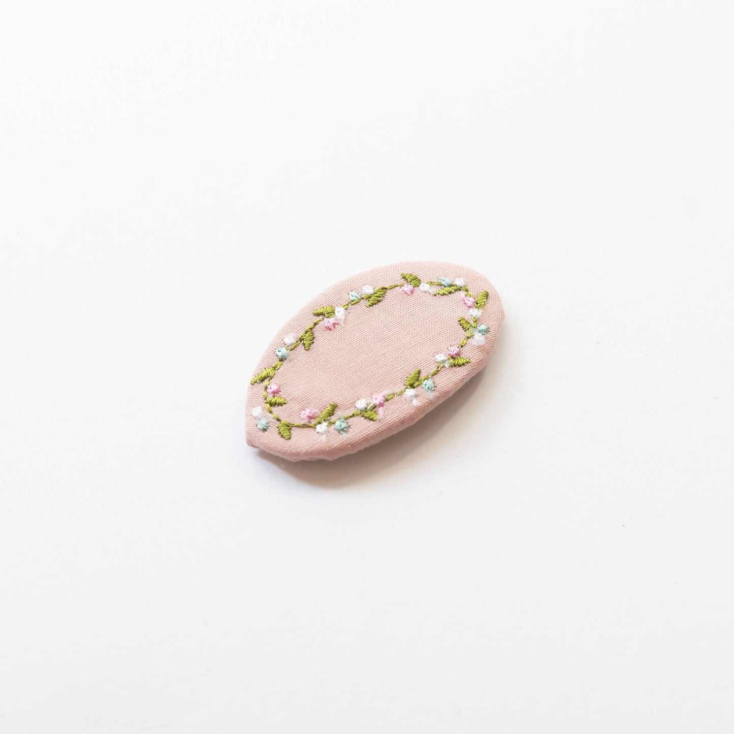 embroidered hair snap clips - light pink and flowers