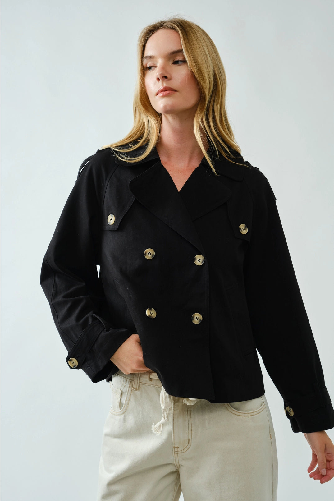 half trench double button jacket