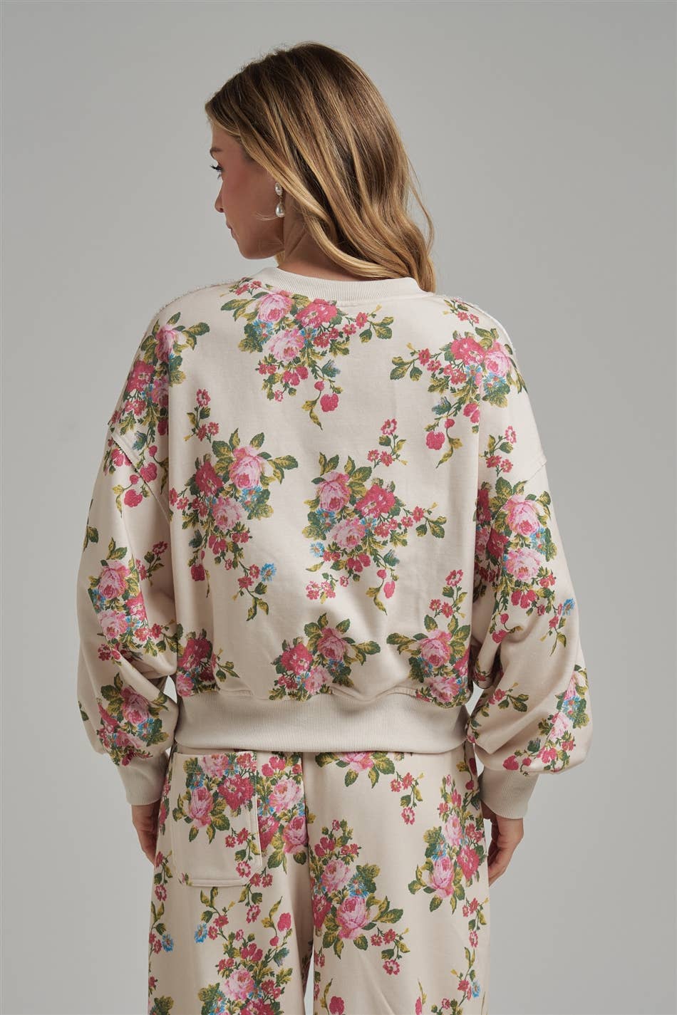 oversized floral fleece sweatshirt