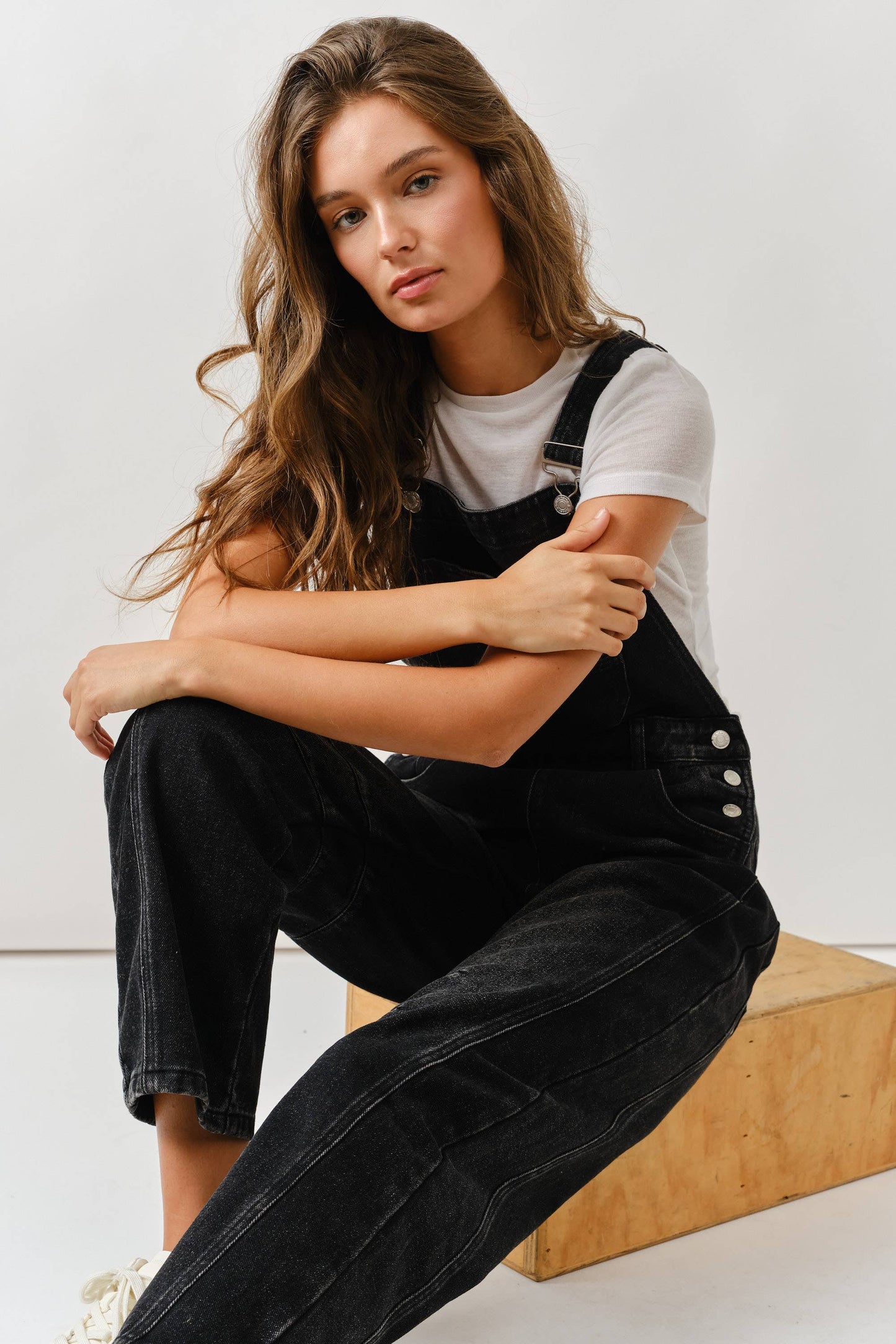 slouching relax fit denim overall