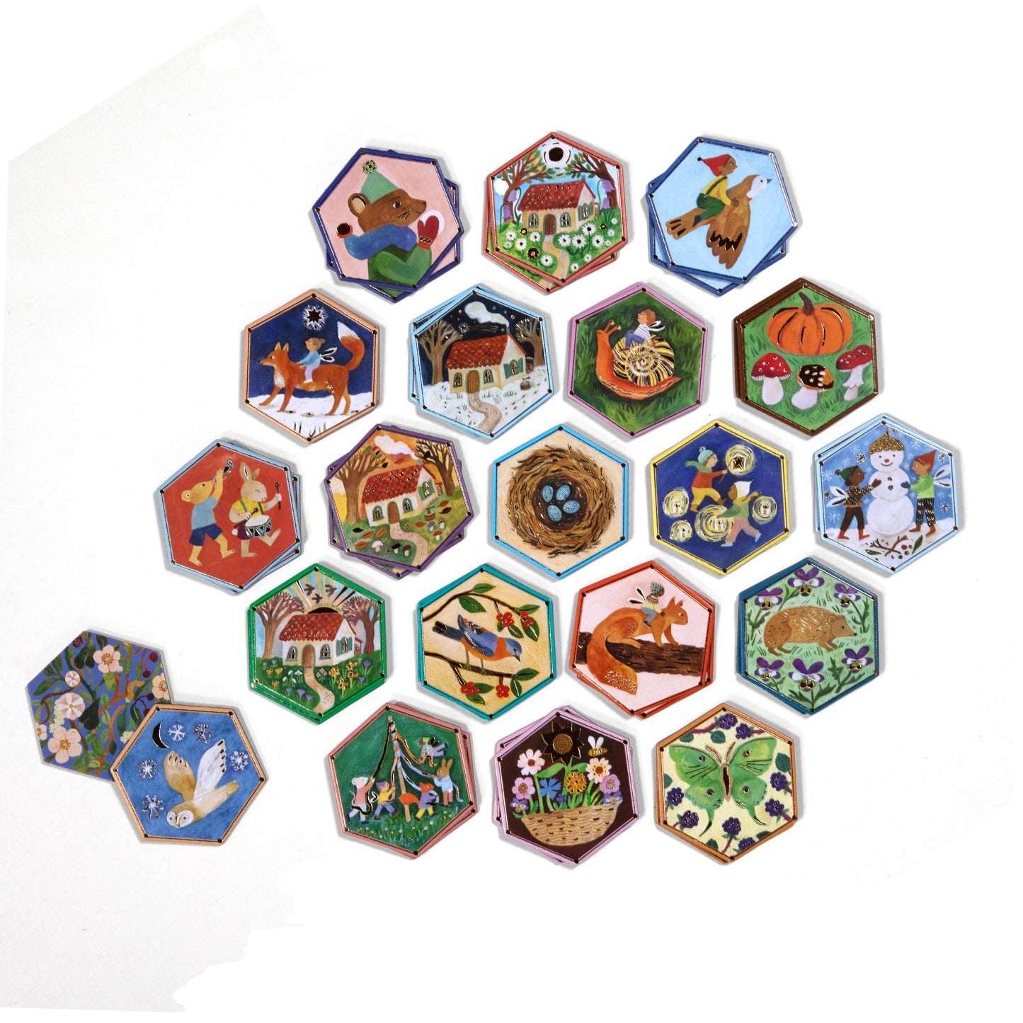 cottage fairies hexagon memory & matching game