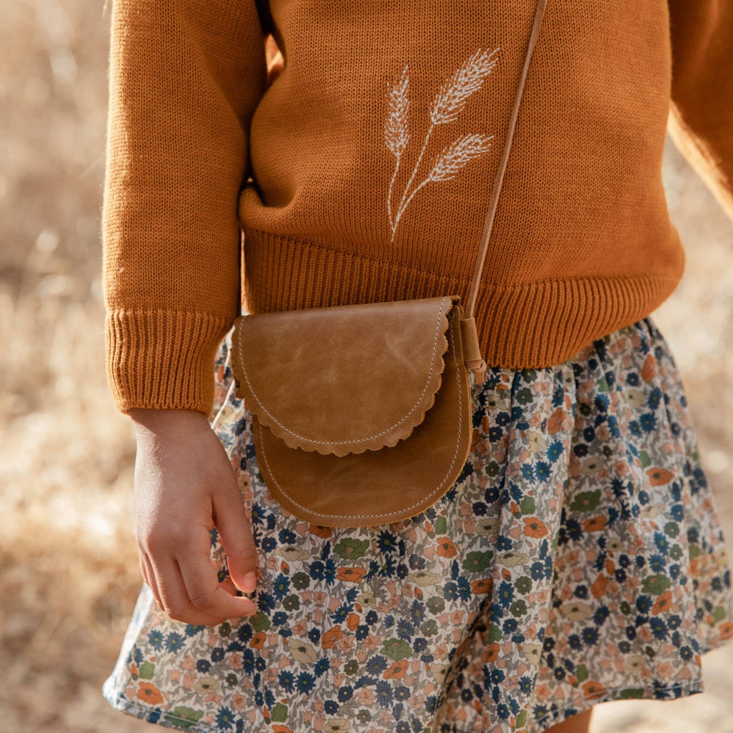 toddler scalloped leather purse