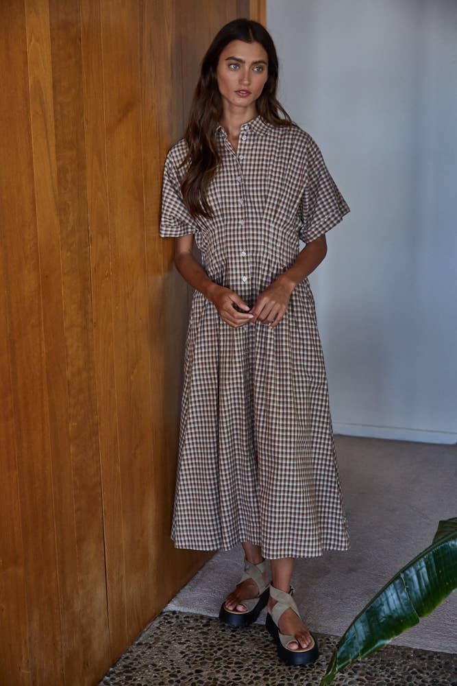 button down flare maxi