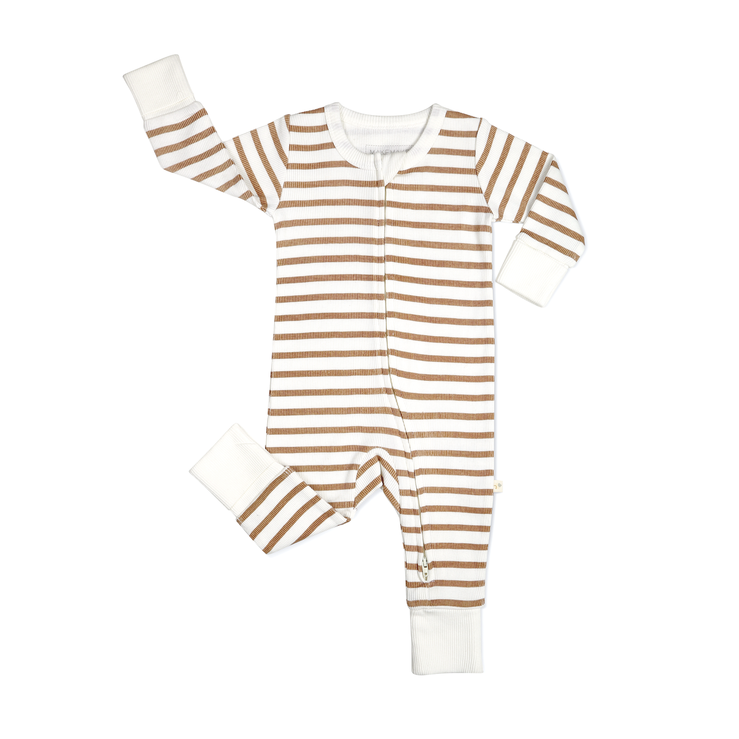 stripe 2-way zip romper