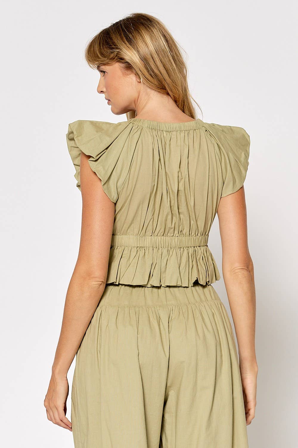 ruffled cropped babydoll top