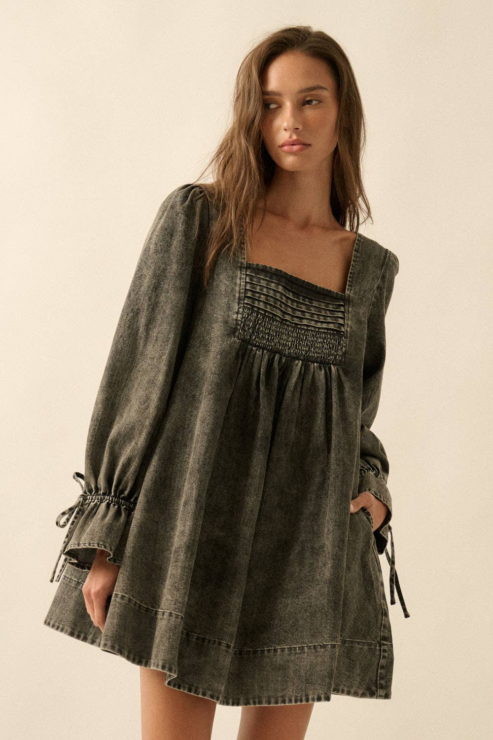 denim babydoll dress