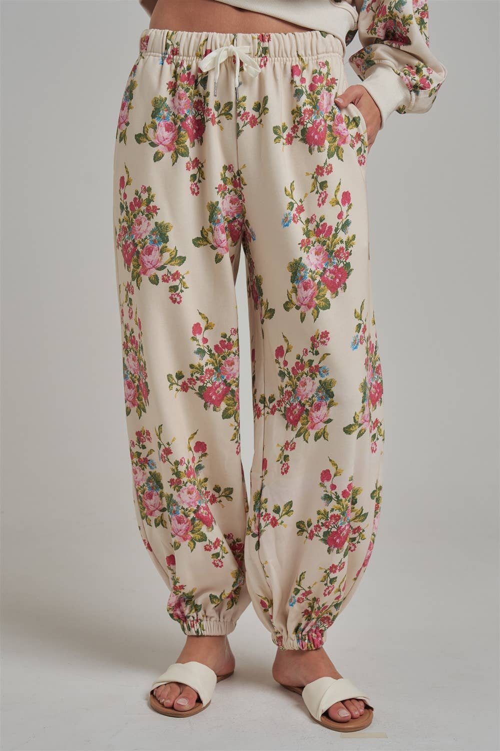 floral fleece sweatpants