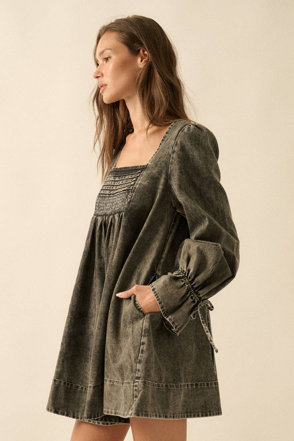 denim babydoll dress