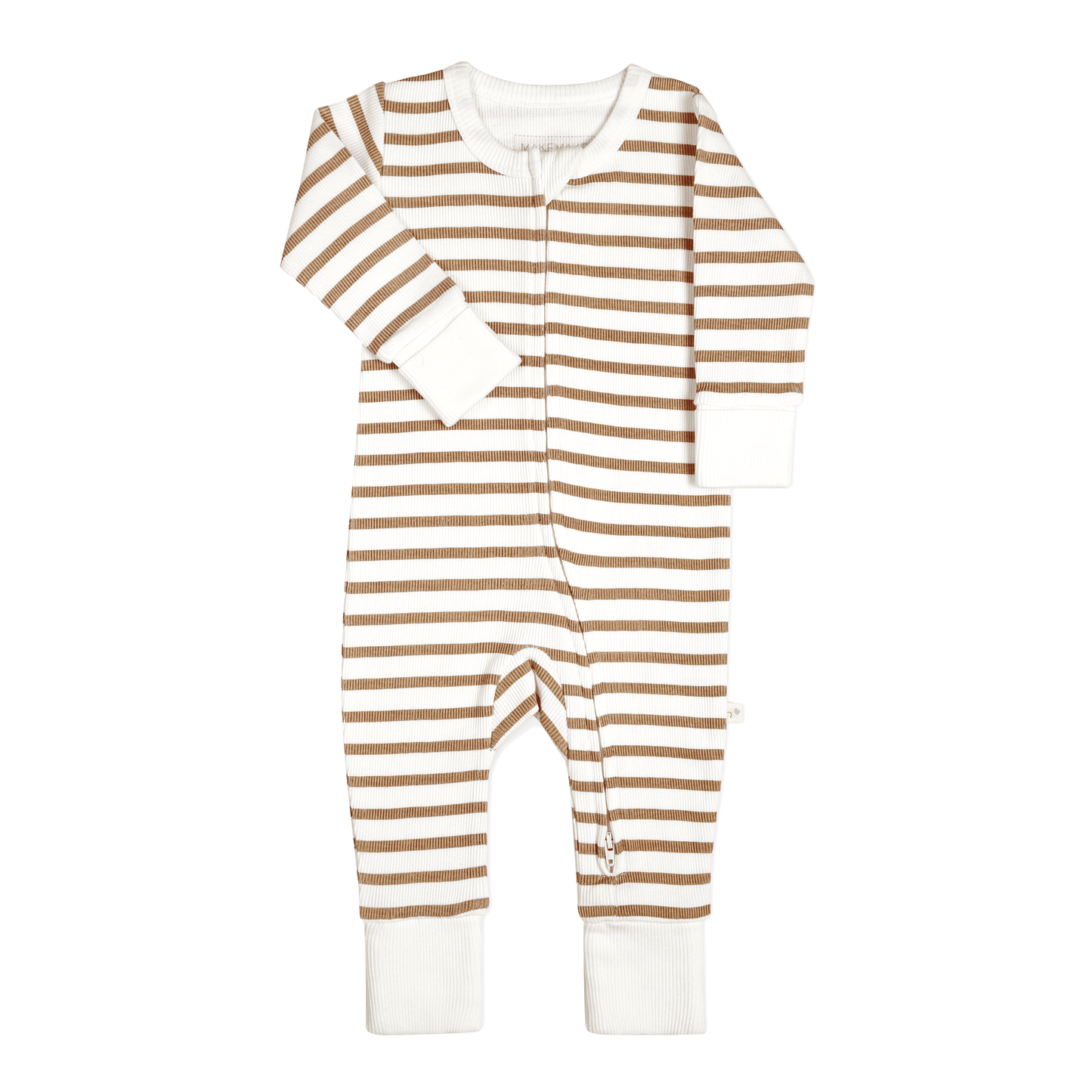 stripe 2-way zip romper