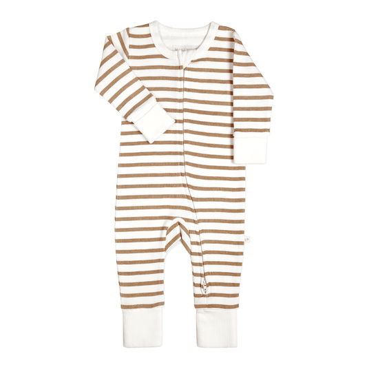 stripe 2-way zip romper