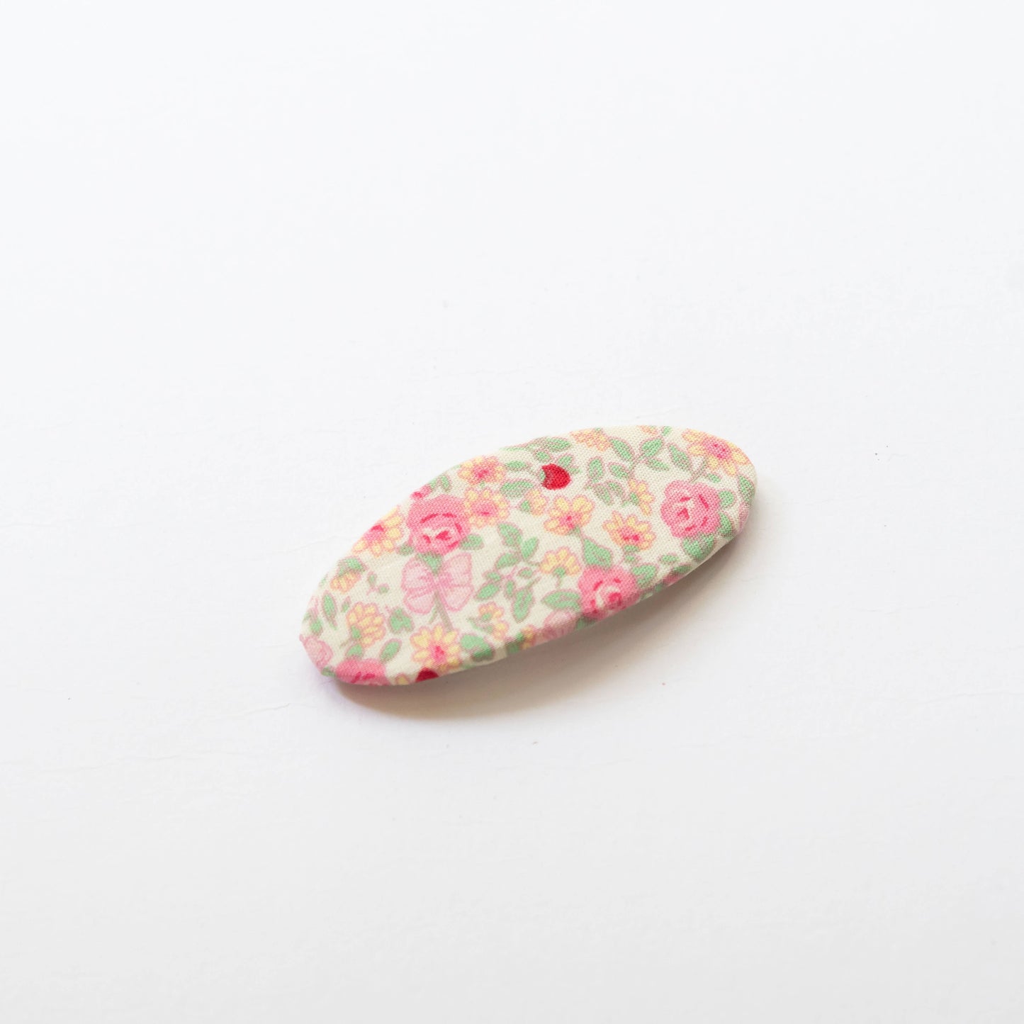 embroidered hair snap clips - coral pink and flowers