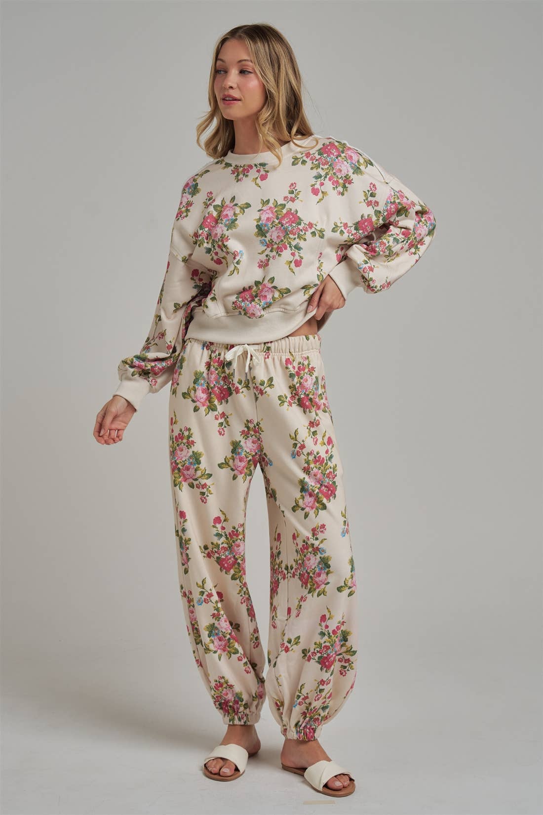 floral fleece sweatpants