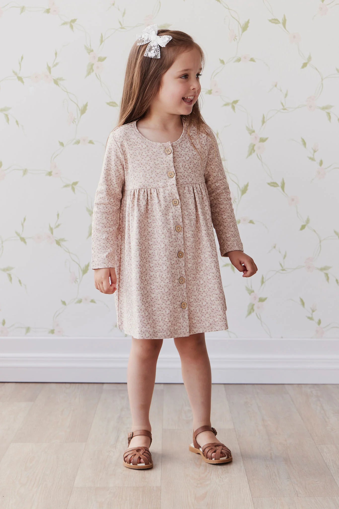 Organic Cotton Poppy Dress - Rosalie Field Rose Dust