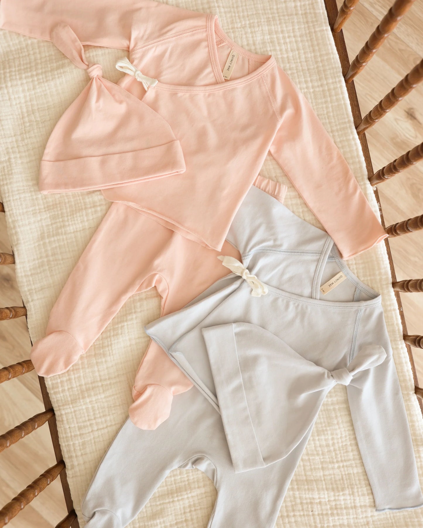wrap top + footed pant set