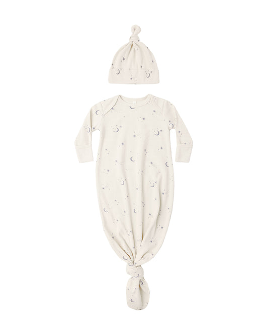 knotted baby gown + hat set