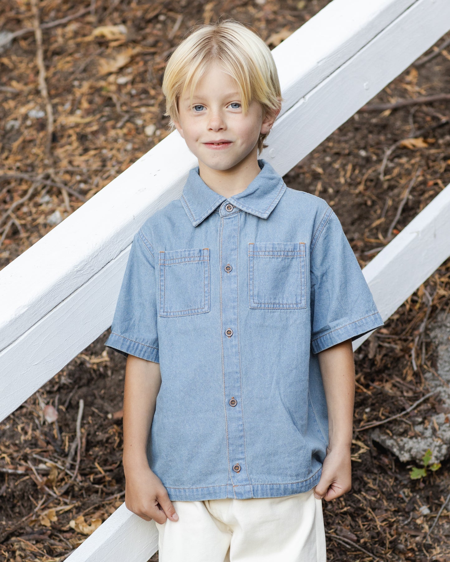 denim short sleeve shirt