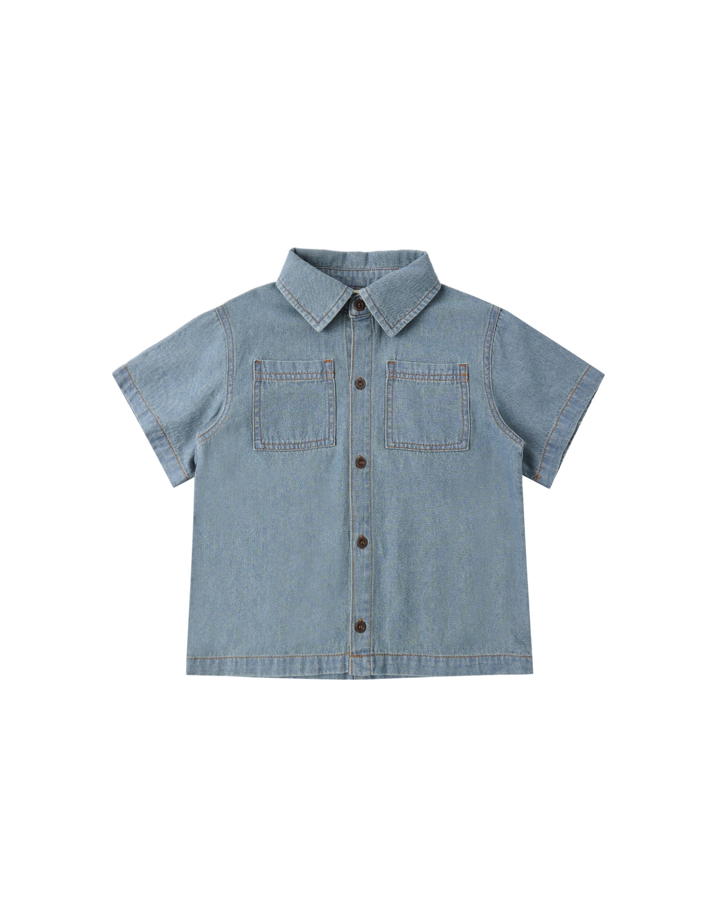 denim short sleeve shirt