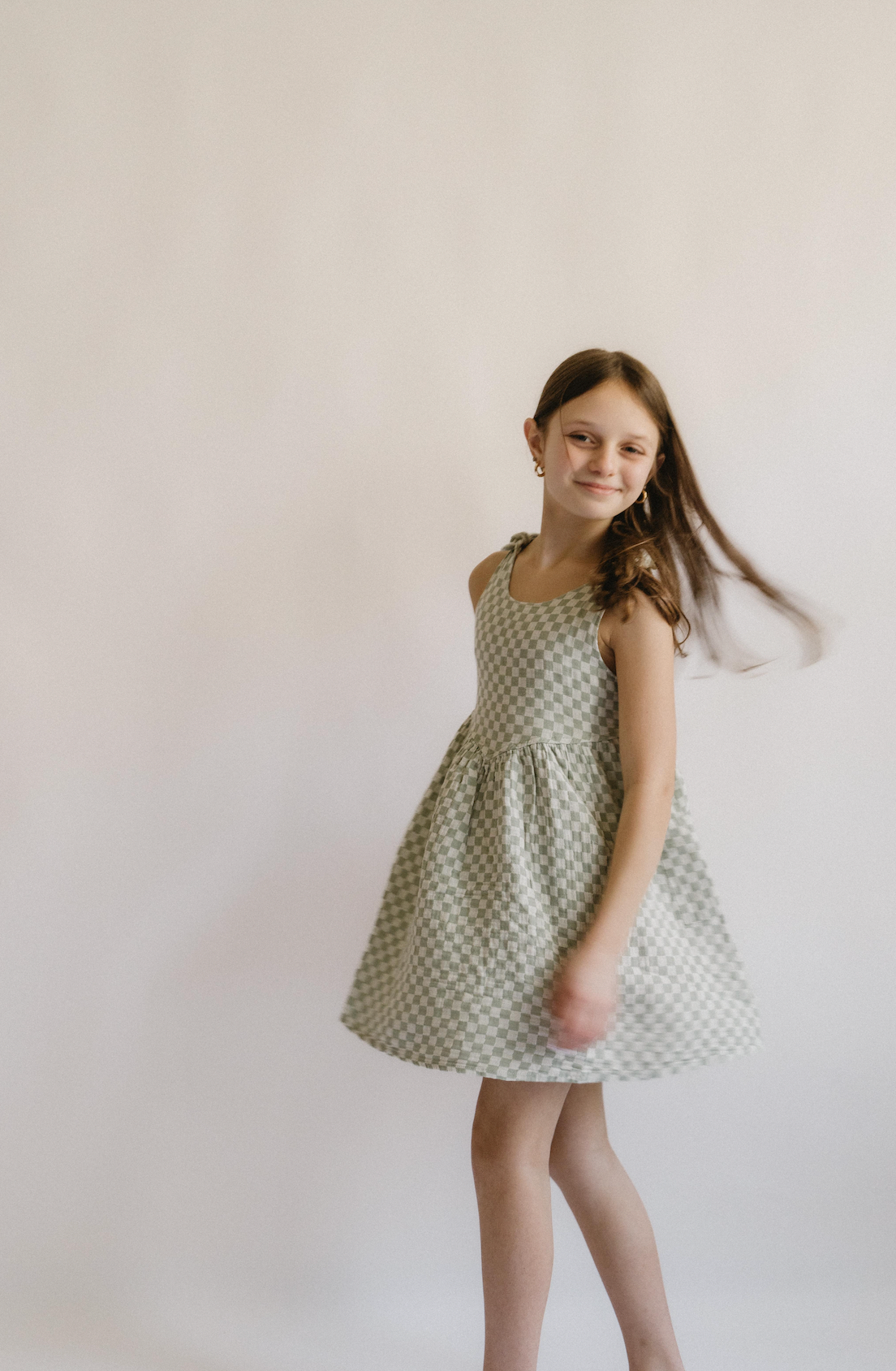 sage check dress