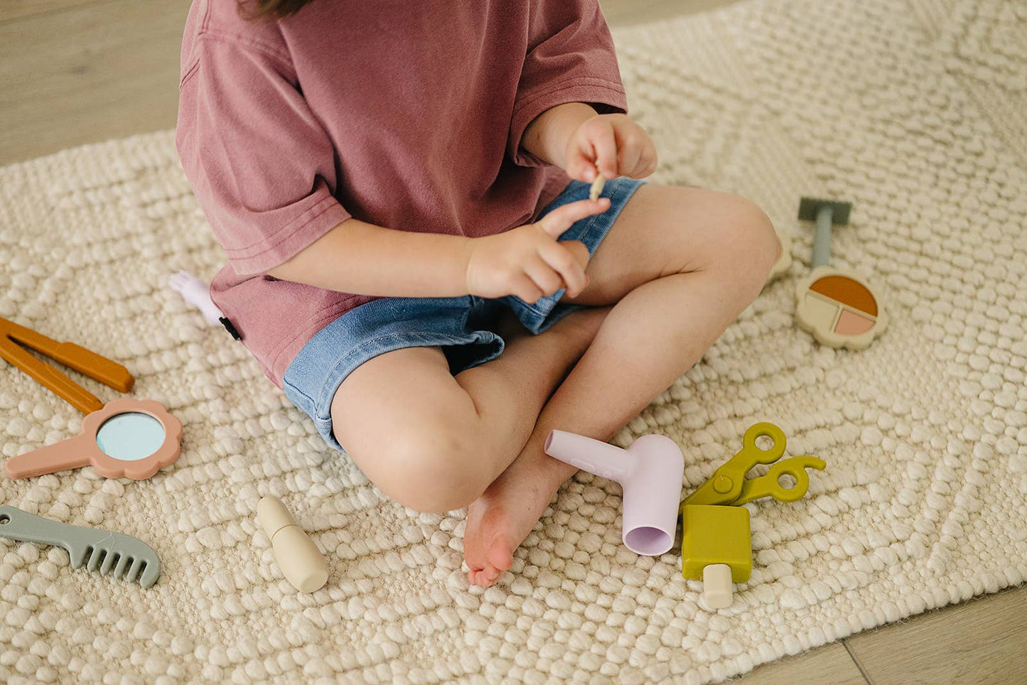 silicone hair and makeup play set