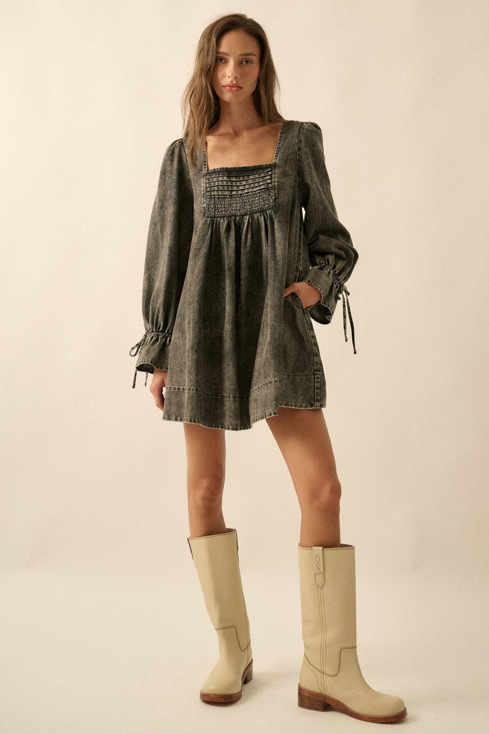 denim babydoll dress