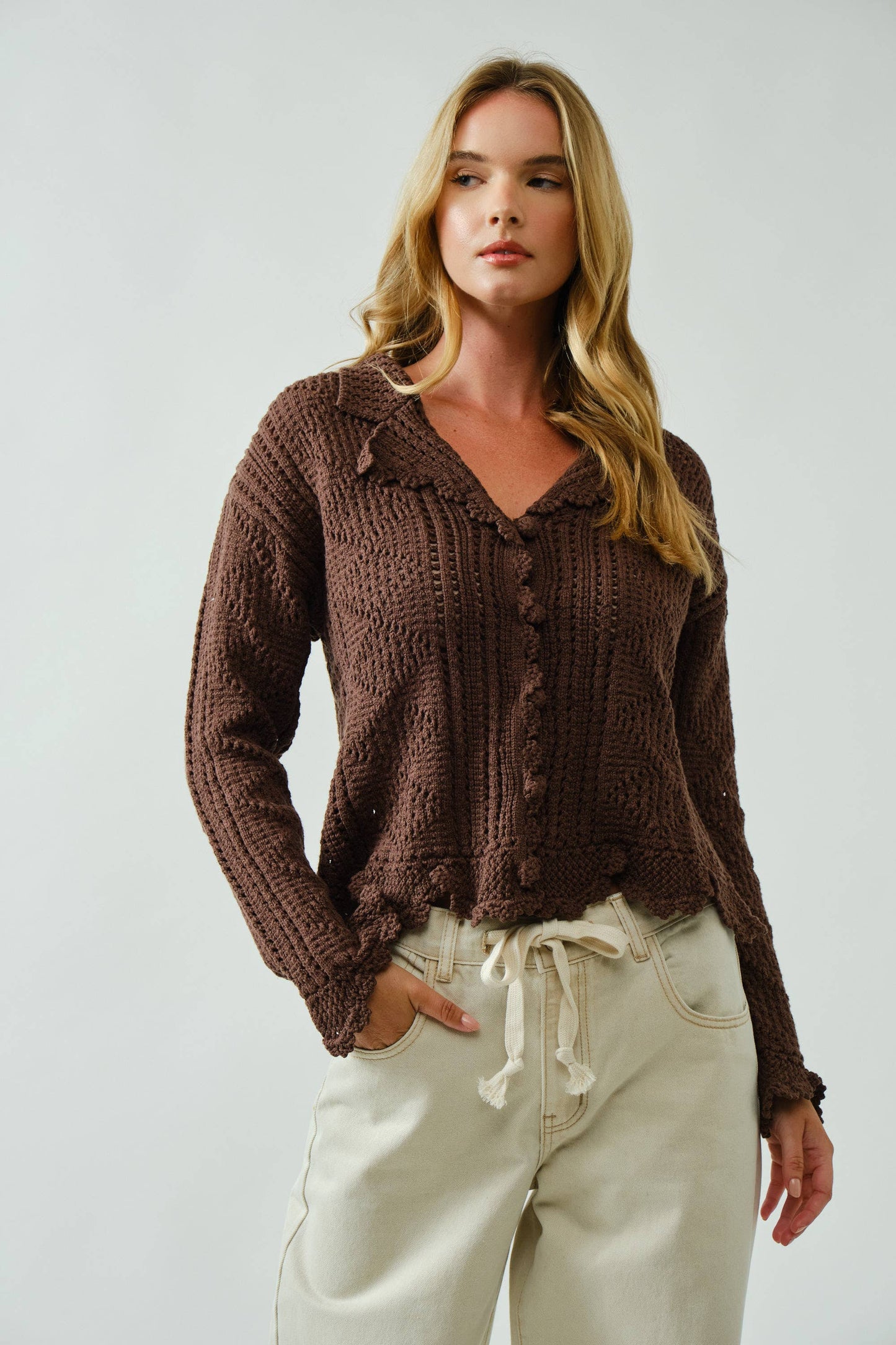open knit crochet cardigan