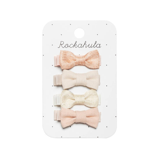 flora linen mini bow clips