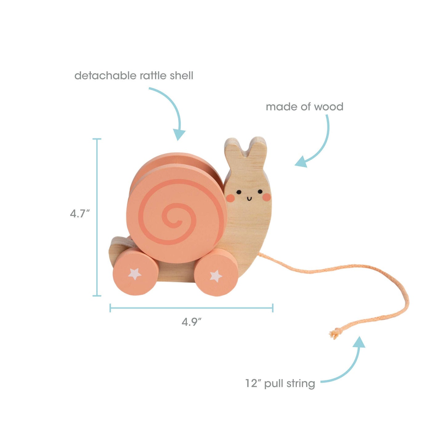 snail wooden pull toy