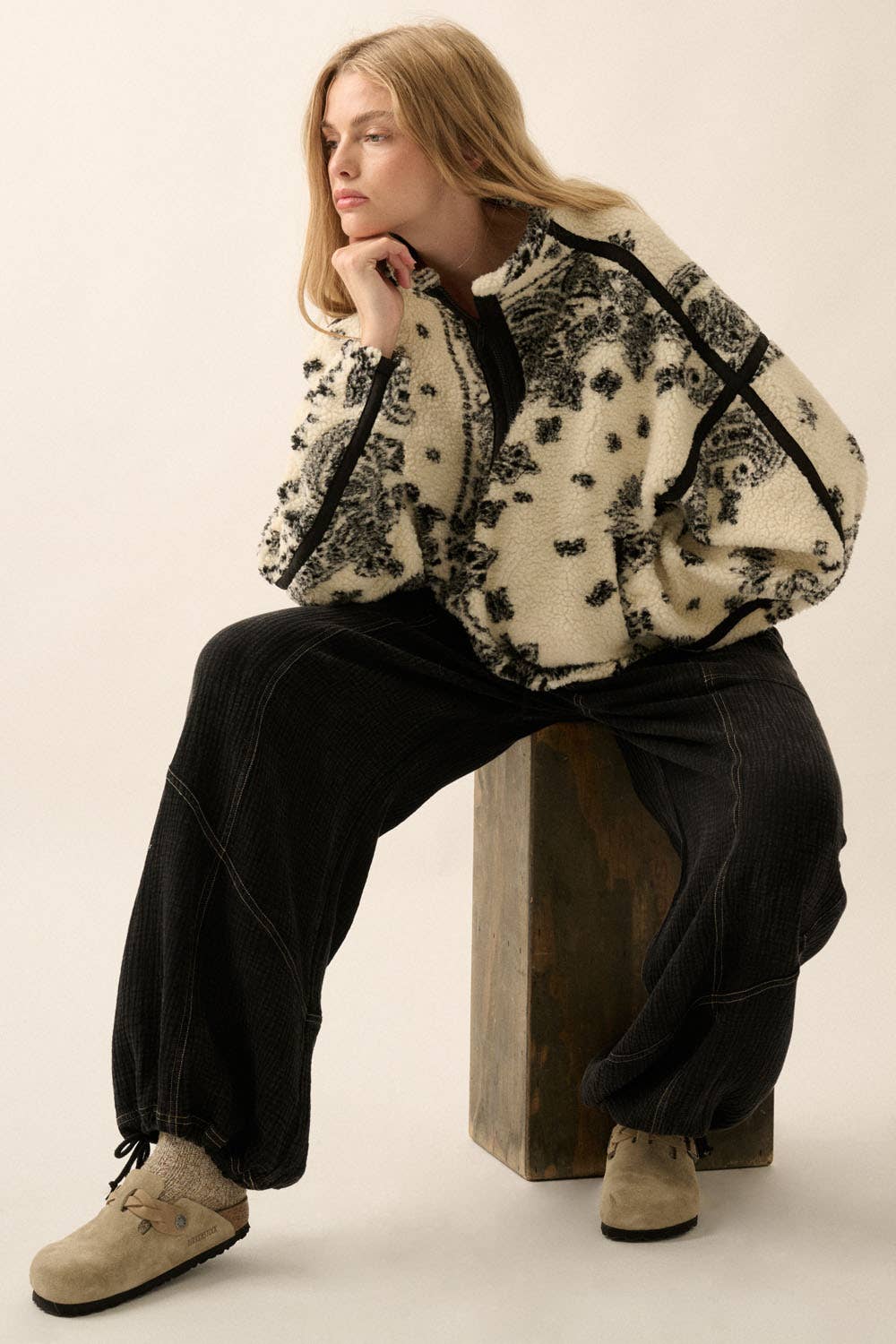 sherpa fleece half zip