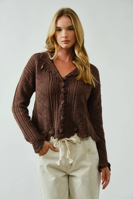 open knit crochet cardigan