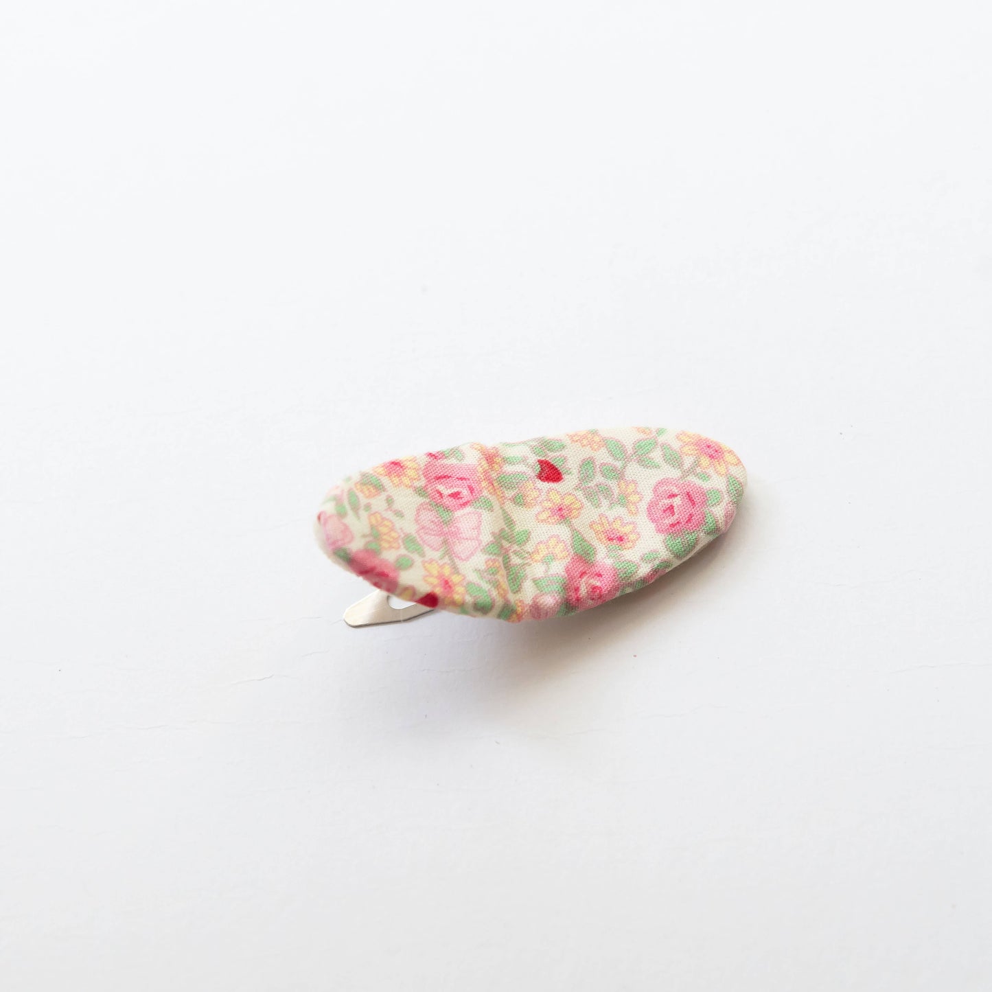 embroidered hair snap clips - coral pink and flowers