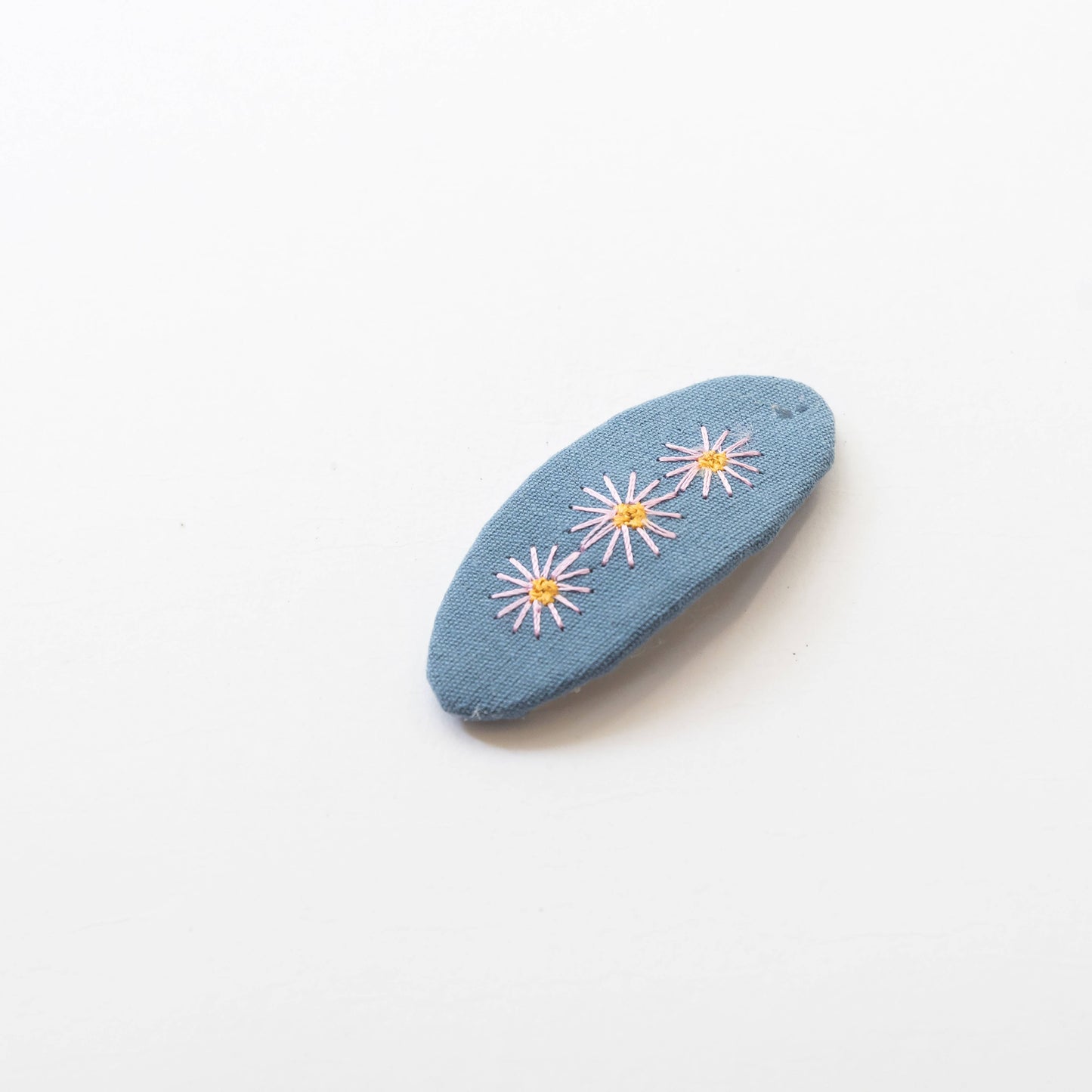 embroidered hair snap clips - blue and flowers