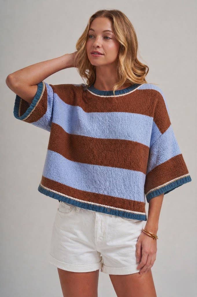 wide stripe loose fit sweater