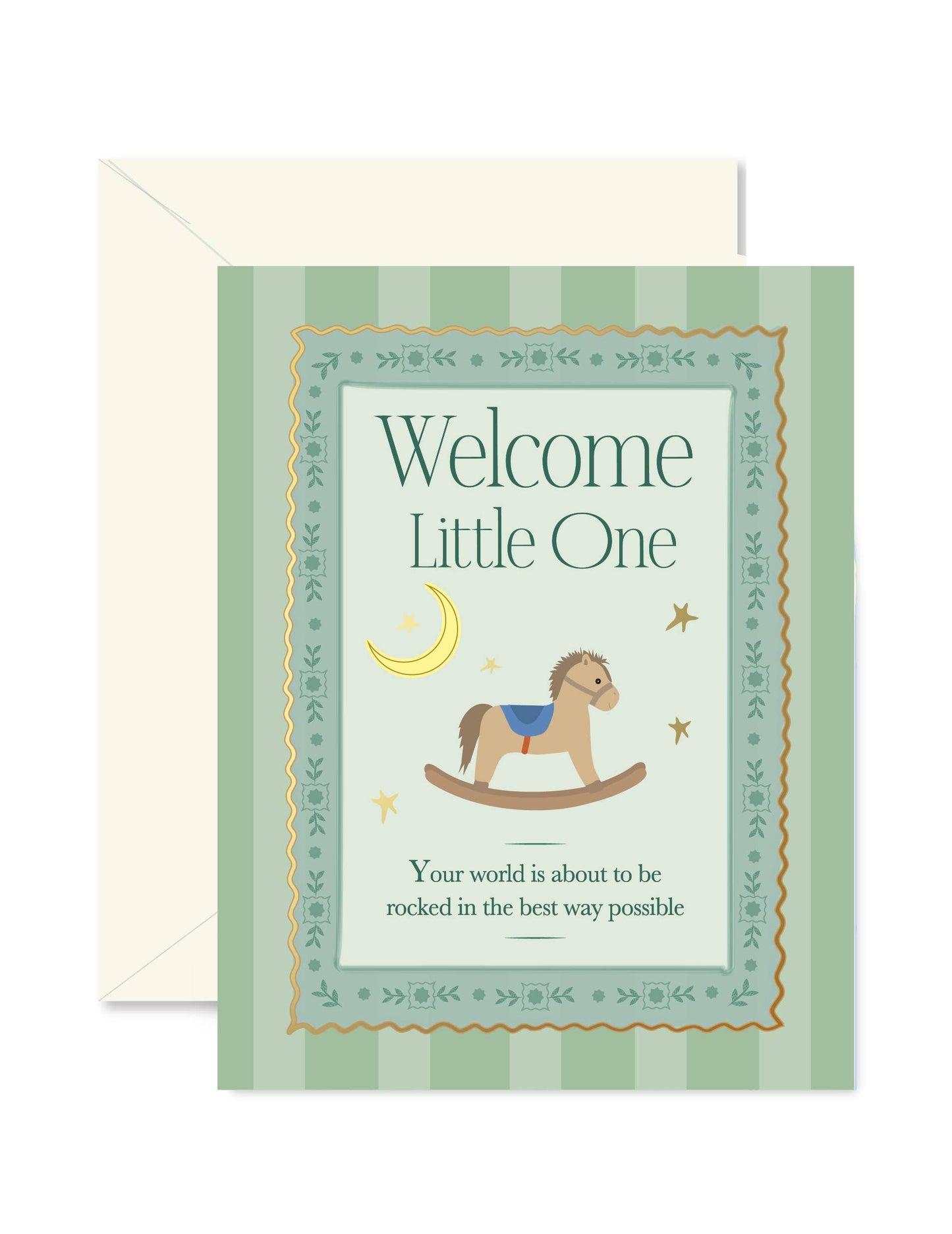rocking horse baby greeting card