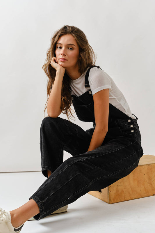 slouching relax fit denim overall