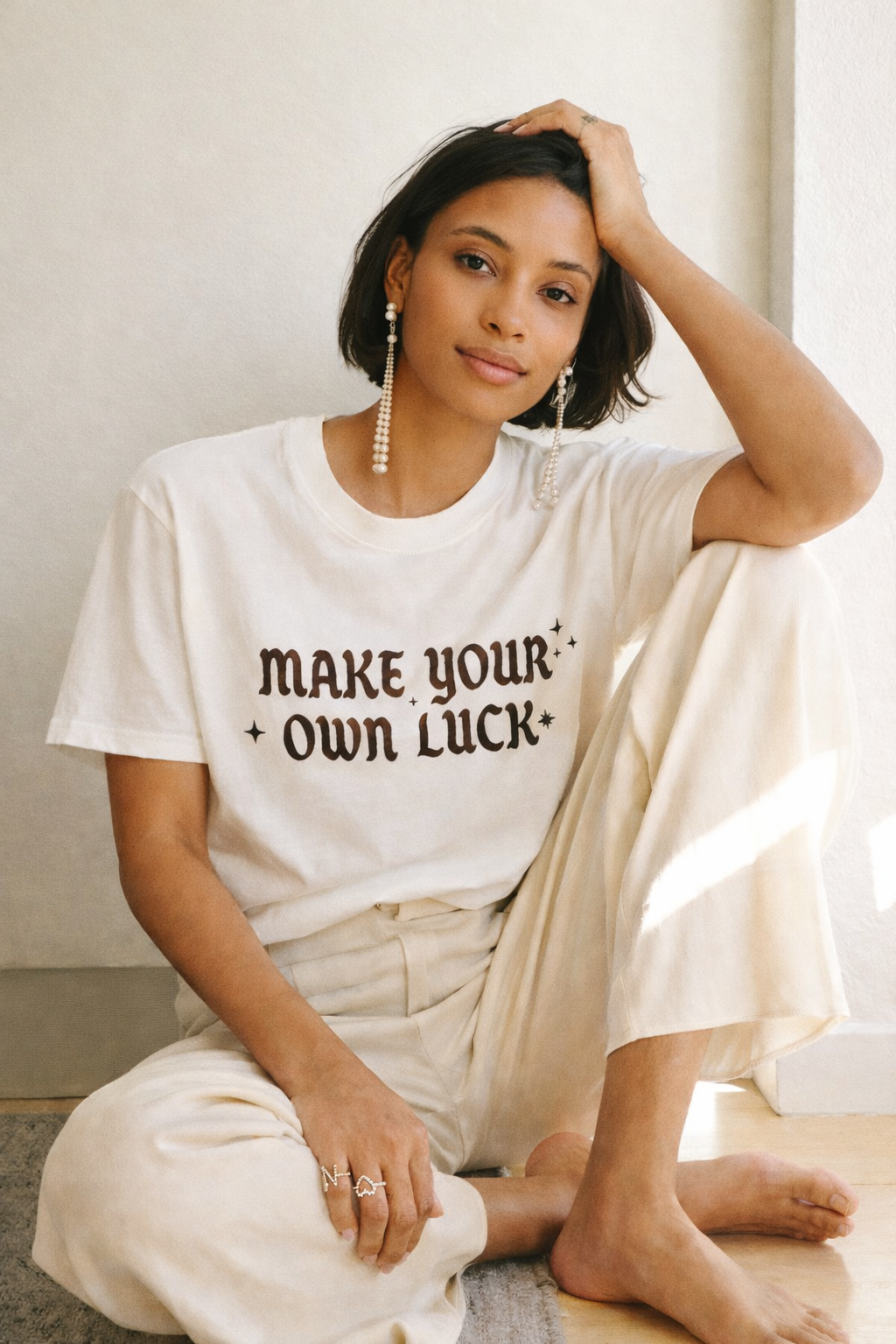 Graphic Tees Women Vintage | Make Your Own Luck Western: Unisex / L