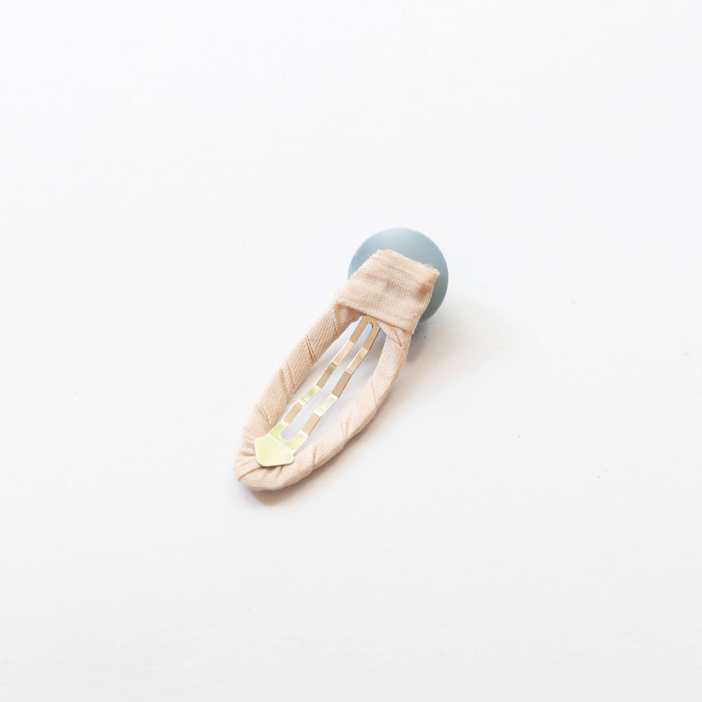 embroidered hair snap clips - blue and beige