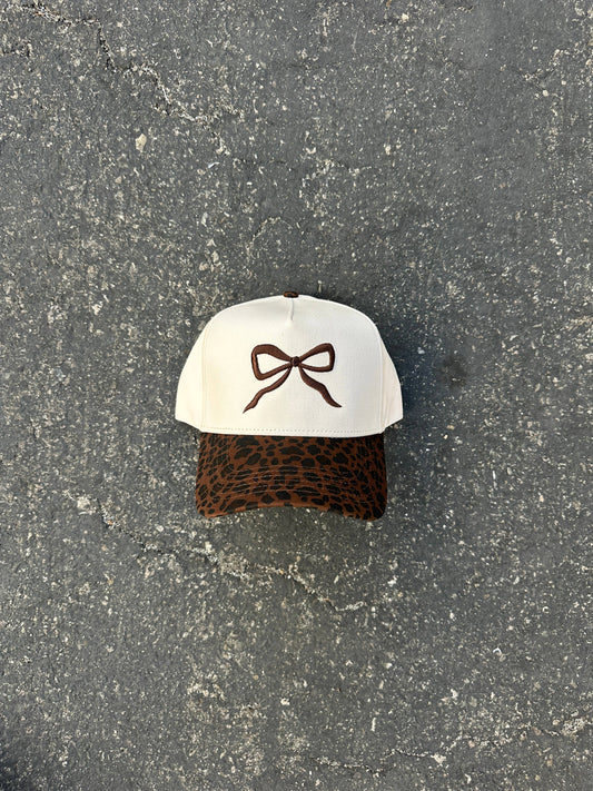 leopard bow hat